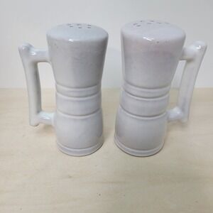 White Ceramic 2 Pepper Shakers, Novelty‎ Kitchen Decor with Handles